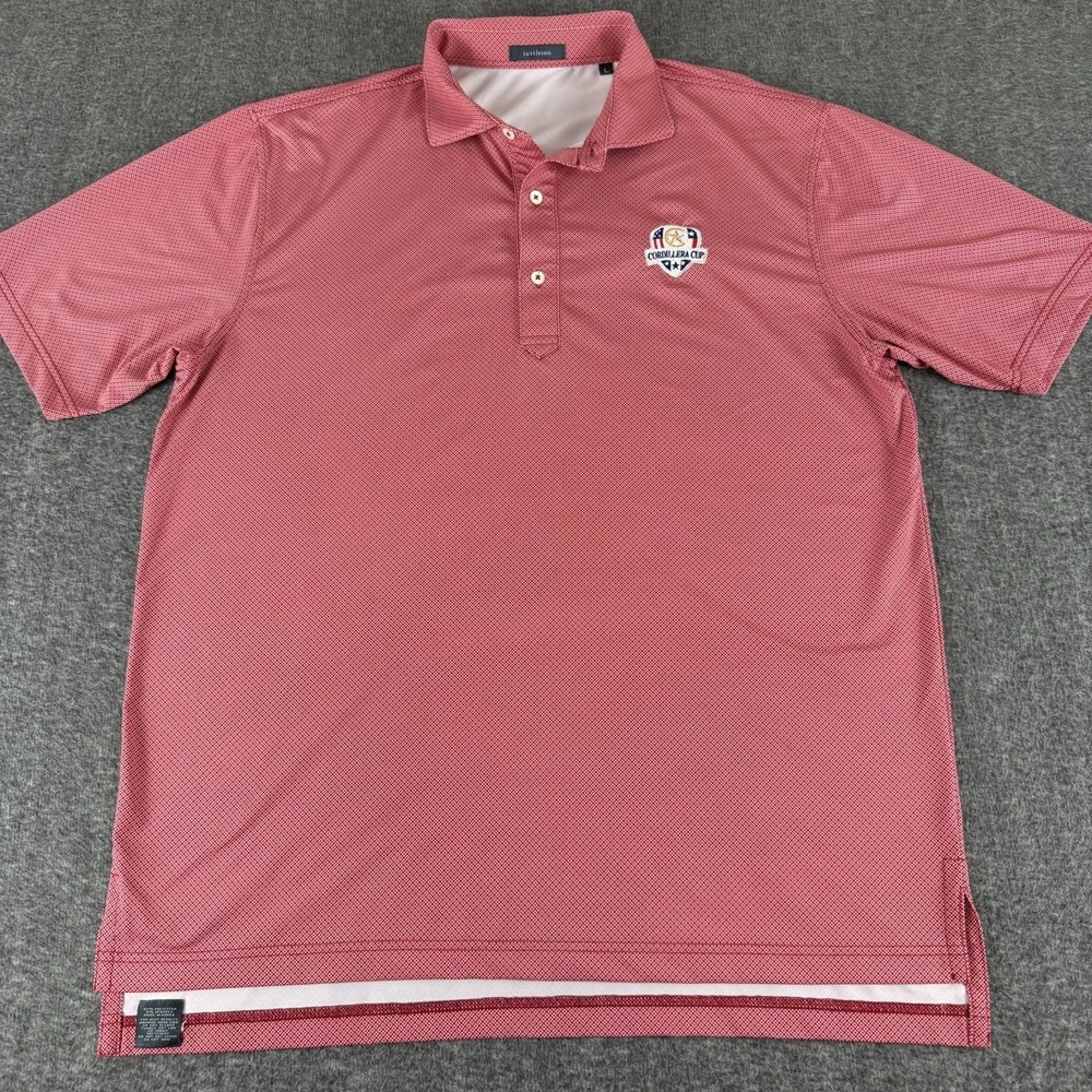 Turtleson Golf Polo Shirt Red Performance Geometric Print Men's Large